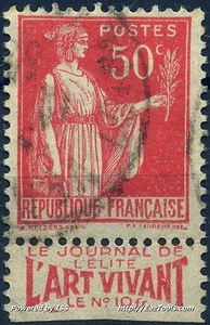 FRANCE TIMBRE PUB L'ART VIVANT SUR TYPE PAIX N°283 AVEC OBLITÉRATION - Picture 1 of 1