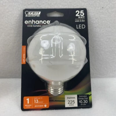 (Feit Electric Enhance G25 LED Light Bulb 60W 2700K 500 Lumens Dimmable - Image 1 of 4