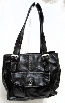 Jones New York Cartera de Cuero Bolso de Hombro Bolso de Mano Negro con Muñequera Foto 1 de 4