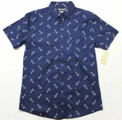 Camisa informal de manga corta Haggar Island Ease para hombre (337008) azul marino Hula Girl - M Foto 1 de 4