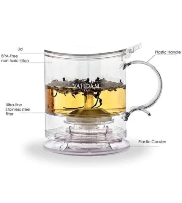 Tea Infuser Loose Leaf Vahdam Imperial Bottom Dispensing Steeper BPA Free NIB - Image 1 of 4