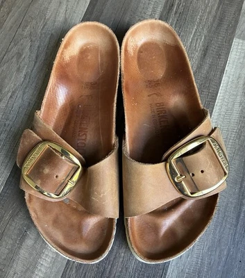 Birkenstock Madrid Big Buckle 皮革凉鞋拖鞋 38 码女士 7 码 — 第 1/4 张图片