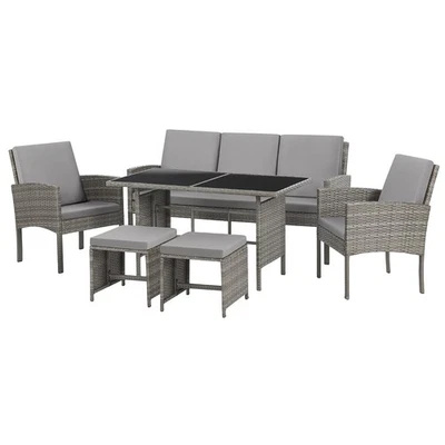 SVITA DENVER Sitzgruppe Polyratten-Lounge Garten-Lounge Sitzgruppe Rattan Grau - Bild 1 von 4