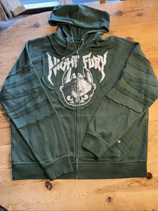 Felpa con cappuccio How To Train Your Dragon Night Fury verde full zip nuova senza etichette Her Universe LG - Foto 1 di 22