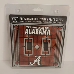2010 Alabama Crimson Tide Mosaik Kunst Glas Doppel Lichtschalter Platte Abdeckung NEU - Bild 1 von 3