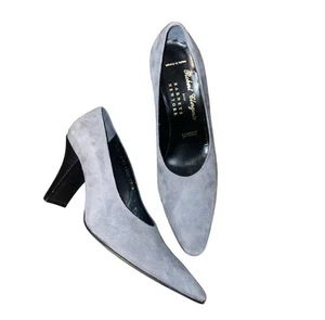 Robert Clergerie Krips Block Heel Pumps Gray Suede Dust Bag Women’s 6.5 B $335 - Picture 1 of 17