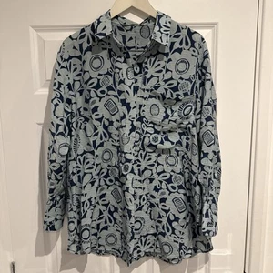 Next Scion Damen blau Blumenmuster Langarm Bluse Größe 12 - Bild 1 von 5