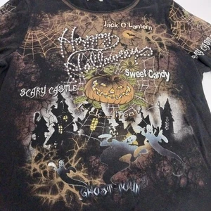 Vintage Cactus Halloween T Shirt Womens Large Graphic Ghost Town Double Sided - Picture 1 of 6