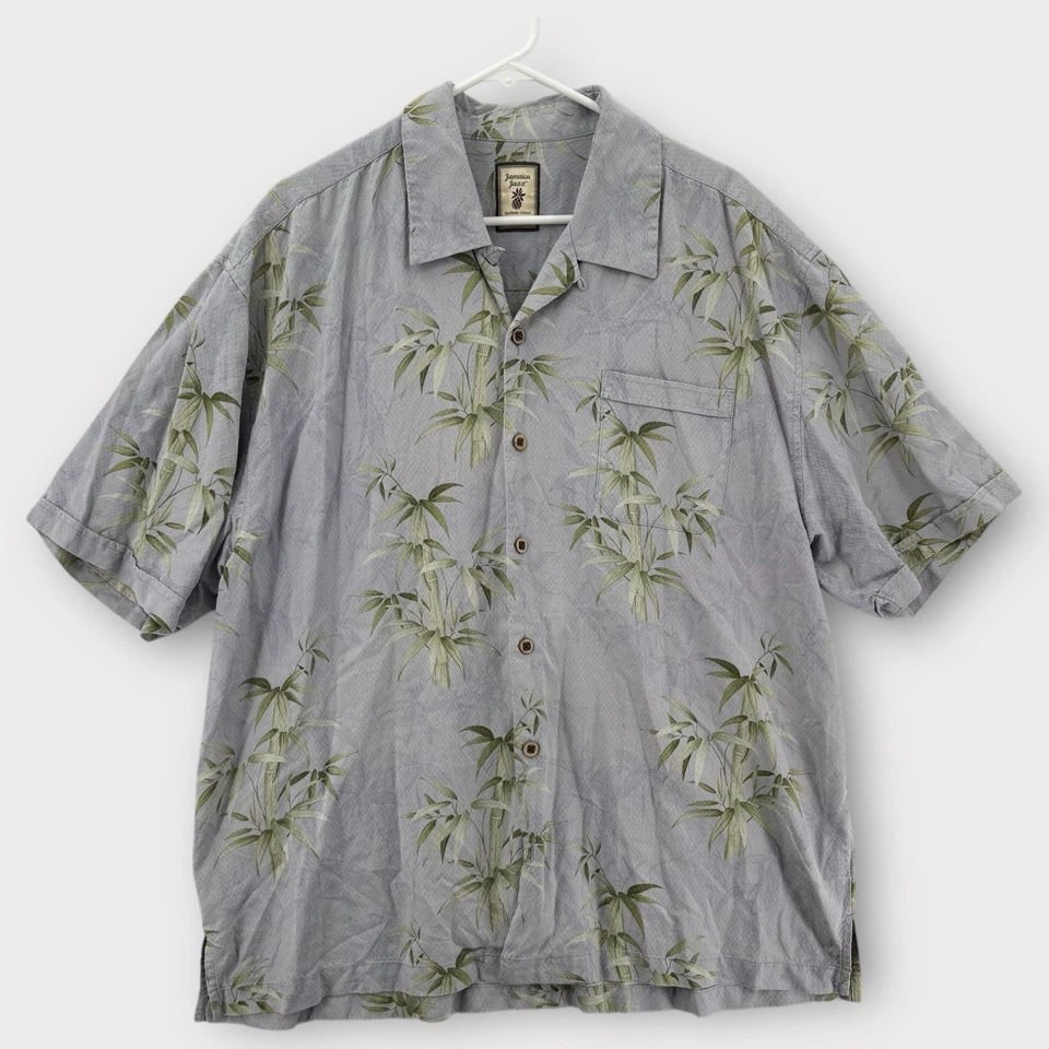 Camisa Jaxx Jamaica De Colección Para Hombres XXL Azul Floral Texturizada Aloha Camp Jacquard Foto 1 de 4