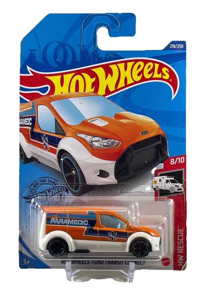 Ambulancia paramédica Hot Wheels Ford Transit Connect 218/250 HW Rescate 8/10 ¡NUEVA! Foto 1 de 4