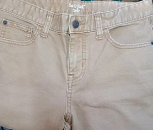 Cat & Jack Straight Recto Jeans Size 14 beige Snap Button Adjustable Waist - Picture 1 of 6