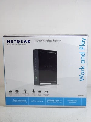 NEW/SEALED Netgear N300 Wireless WiFi Router [WNR2000] Black - Image 1 of 4