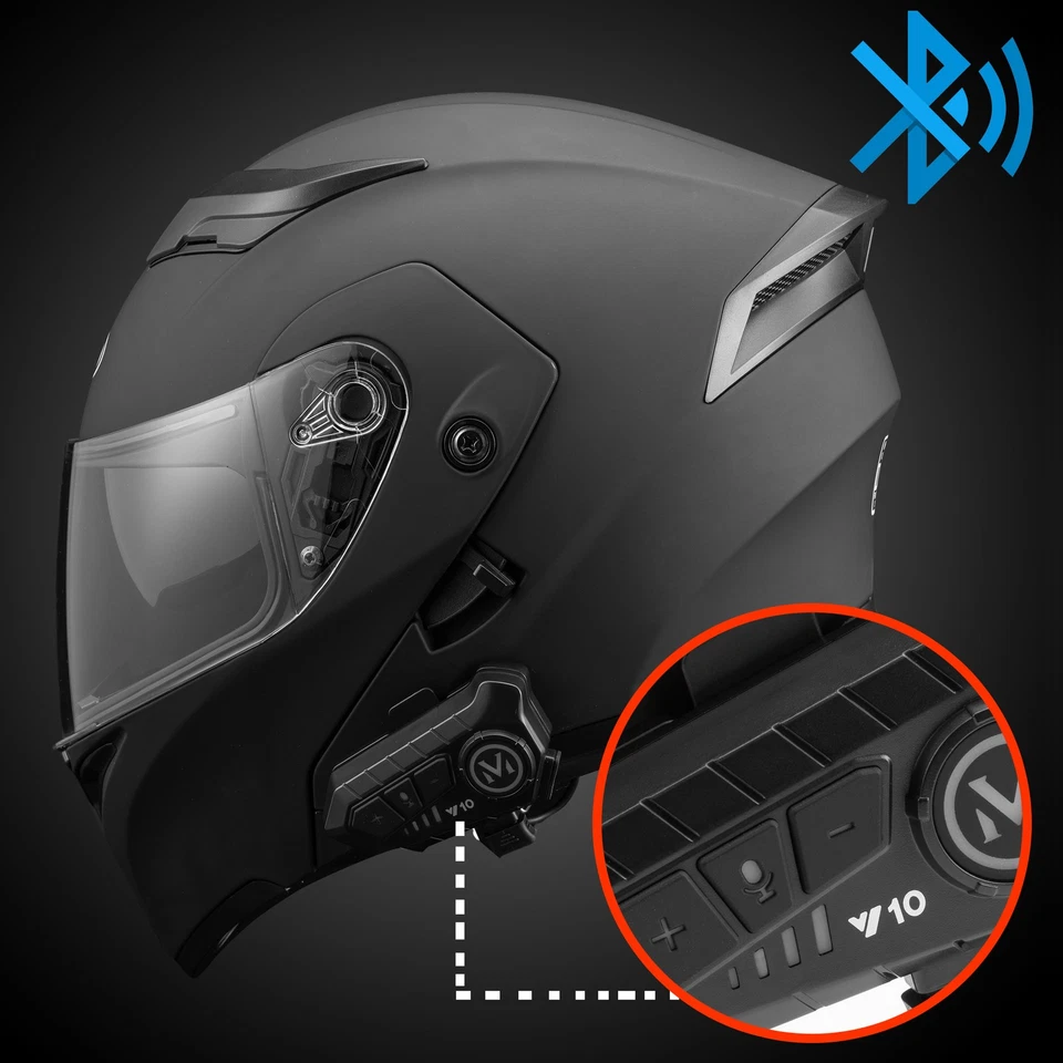 Dual Visor Flip Up Bluetooth Modular Full Face Motorcycle Helmet Intercom DOT Foto 1 de 4