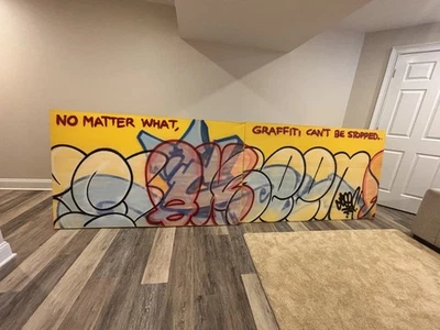 Grafitti ART ON CANVAS SEEN Wall Art Signed Colorful Framed - Image 1 of 4