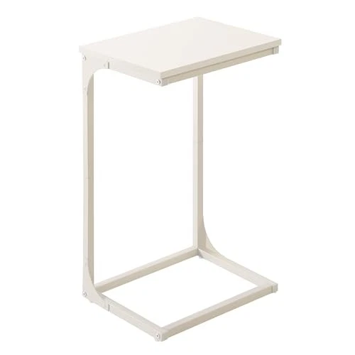  Mesa auxiliar en forma de C, mesa auxiliar para sofá, mesa de sofá con metal 1 blanco crema Foto 1 de 4