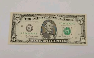 1988-A $5 Federal Reserve Note Green Seal Dallas Fr. 1980K - Picture 1 of 4