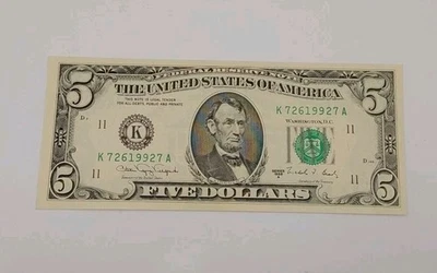 1988-A $5 Federal Reserve Note Green Seal Dallas Fr. 1980K - Image 1 of 4