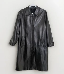 Cappotto pelle nero Trussardi Collezione vintage anni 90 Italia donna taglia 44 - Foto 1 di 11