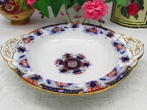 CAULDON IMARI COBALT ORANGE FLORAL ORNATE GOLD HANDLES FOOTED SERVING BOWL - Picture 1 of 6