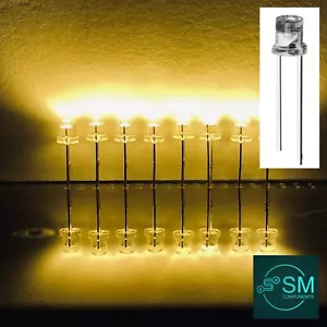 100PCS 3mm WARM WHITE LED Light Emitting Diode Clear Flat Top LED 2800K - Picture 1 of 7