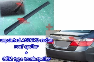 Unpainted Honda 13-17 ACCORD Sedan OEM type rear trunk spoiler + roof spoiler ◎ - Picture 1 of 3