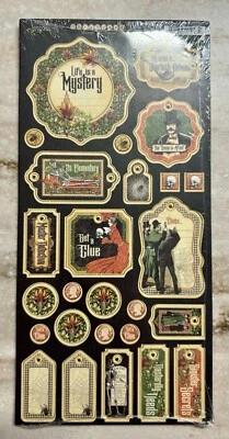 Graphic 45 **MASTER DETECTIVE** 6x12 CHIPBOARD Embellishments NEW Retired - Imagem 1 de 3