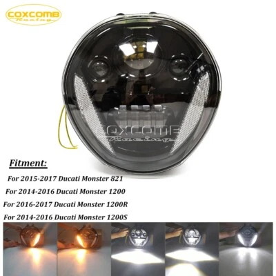 Bombillas LED de haz alto bajo para motocicleta Ducati Monster 821 1200R 1200S 2014-2017 Foto 1 de 4