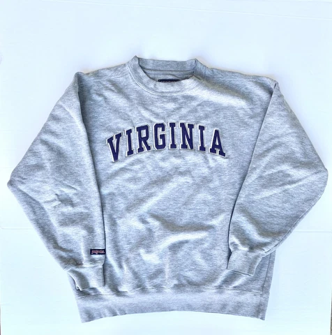 Vintage JanSport UVA Virginia Cavaliers Spell Out Logo Grey Sweatshirt sz L Cover