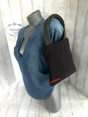 Bolso de Hombro PRADA SPORT Pequeño Plano Dos Tonos GRIS NYLON # 111 ¡Auténtico! Foto 1 de 4