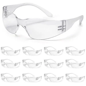 12 Pack Pair Protective Safety Glasses Clear Lens Eyewear Anti Scratch Work UV - Picture 1 of 7