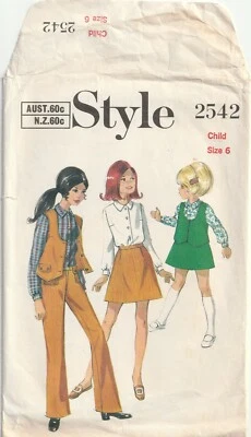 Vintage Pattern - Girls Pants, Skirt, Blouse & Waistcoat - Size 6 - Style 2542 - Image 1 of 2