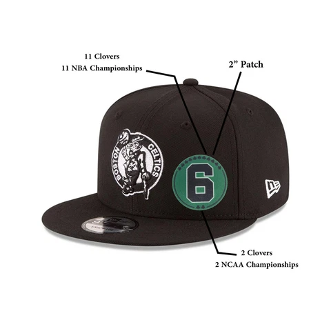 Bill Russell #6 Hat Patch Basketball Clovers =11 Rings Boston Celtics Iron On Cover