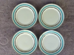 Lenox Insalatiere Illustrate Strisce Accento Blu Nero Bianco Anelli 8" Set di 4 - Foto 1 di 4