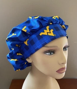 Weat Virginia Bouffant scrub cap hat women made with WVU Mountaineer Fabric - Picture 1 of 4
