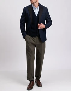 Giacca blazer smoking seta e lana prezzo consigliato €825 Hackett taglia 38R / 48R / S risvolto a punta - Foto 1 di 11