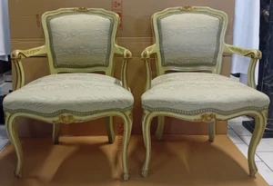 Pair Of Luigi XVI Lacquered Painted Armchairs Venetian Style Chair 2 Chairs - Picture 1 of 13