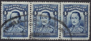 1926-29 Colombia SC# 400 - Santander - strip of 3 - Used - Picture 1 of 2