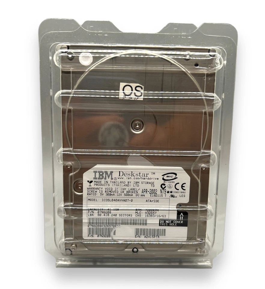 Hard Drive IBM Deskstar 07N9208 IC35L040AVVA07-0 41.1GB 7200U/Min 2MB Ata 3.5 " - Image 1 of 4