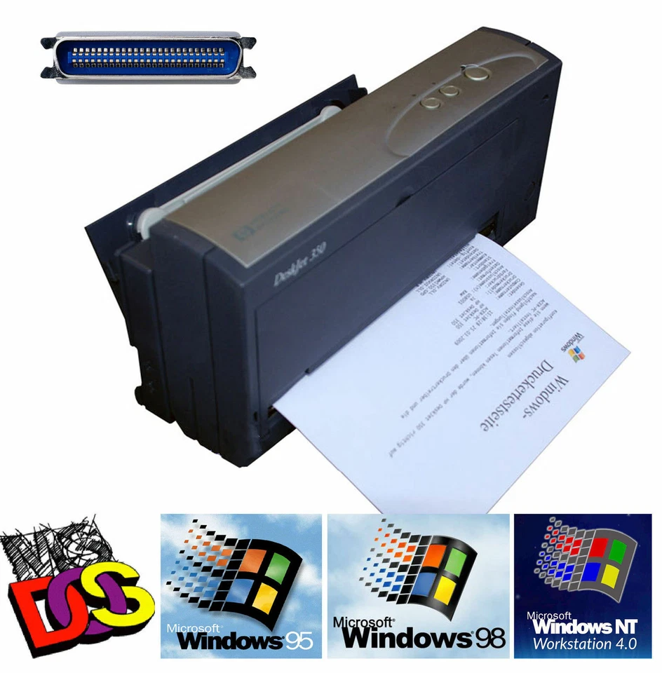 Mobile Printer HP DeskJet 340 / 350C LPT For MS-DOS Win 98 XP Vista Windows 7 - Image 1 of 1
