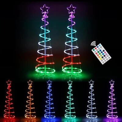 2PCS 4FT LED Lighted Artificial Spiral Christmas Tree Outdoor Decor with Remote