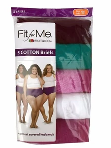 Fit for Me® by Fruit of the Loom® Women's Cotton Briefs 5-Pack 100% Cotton - Picture 1 of 8