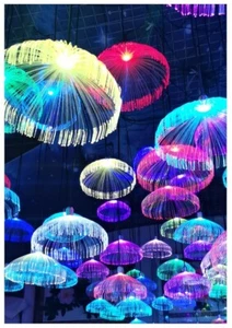 1/2/4x Jellyfish String Light Colorful Fiber Optic Waterproof Garden Decor Lamp - Picture 1 of 28