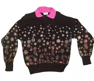 Sudadera para mujer Artisans Sunsche Designs vintage talla grande negra rosa - Imagen 1 de 8