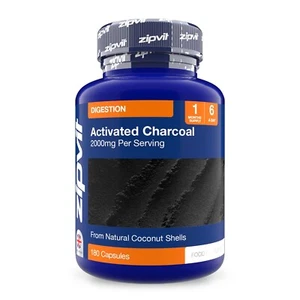 Zipvit Activated Charcoal 2000mg, Reduces Excessive Gas After Eating - Picture 1 of 7