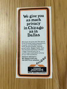 1972 Howard Johnson's HO JO’s Print Ad Hotel Restaurant Chicago Dallas 2.5”x5” - Picture 1 of 1