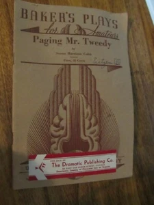 ANTIQUE Baker's PLAY BOOK copyright 1934 Paging Mr. Tweedy by Susan Cobb - Picture 1 of 6