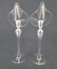 Vintage Blown Glass Candle Holder Pair Lilly Jack In The Pulpit Candlesticks