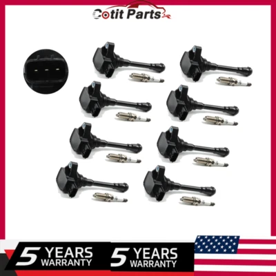 8pc ignition coils+ 8pcs Iridium Spark Plugs for Nissan NV3500 2018-2019 V8 5.6L Foto 1 de 4
