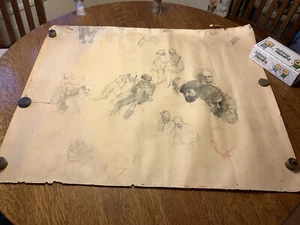 large original drawings: Clowns 30 x 36" undated, unsigned - Picture 1 of 10
