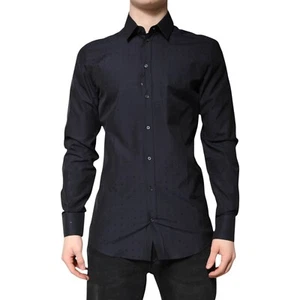 DOLCE & GABBANA Shirt Black Cotton GOLD Men Dress Formal 40/US15.75/M RRP 490usd - Picture 1 of 6